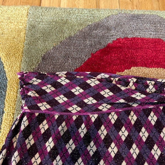 10 for $15 Top Secret Y2K Argyle Pattern Glitter Belted Long Skirt Side Slit - Picture 3 of 8